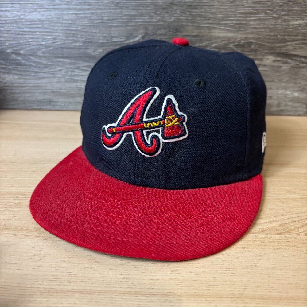 Atlanta‎ Braves Hat Cap Fitted 6 3/4 Blue Red New Era MLB Baseball